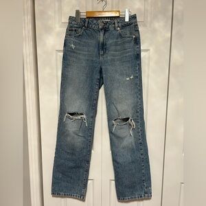 Garage Women's Blue Distressed Straight Leg Jeans